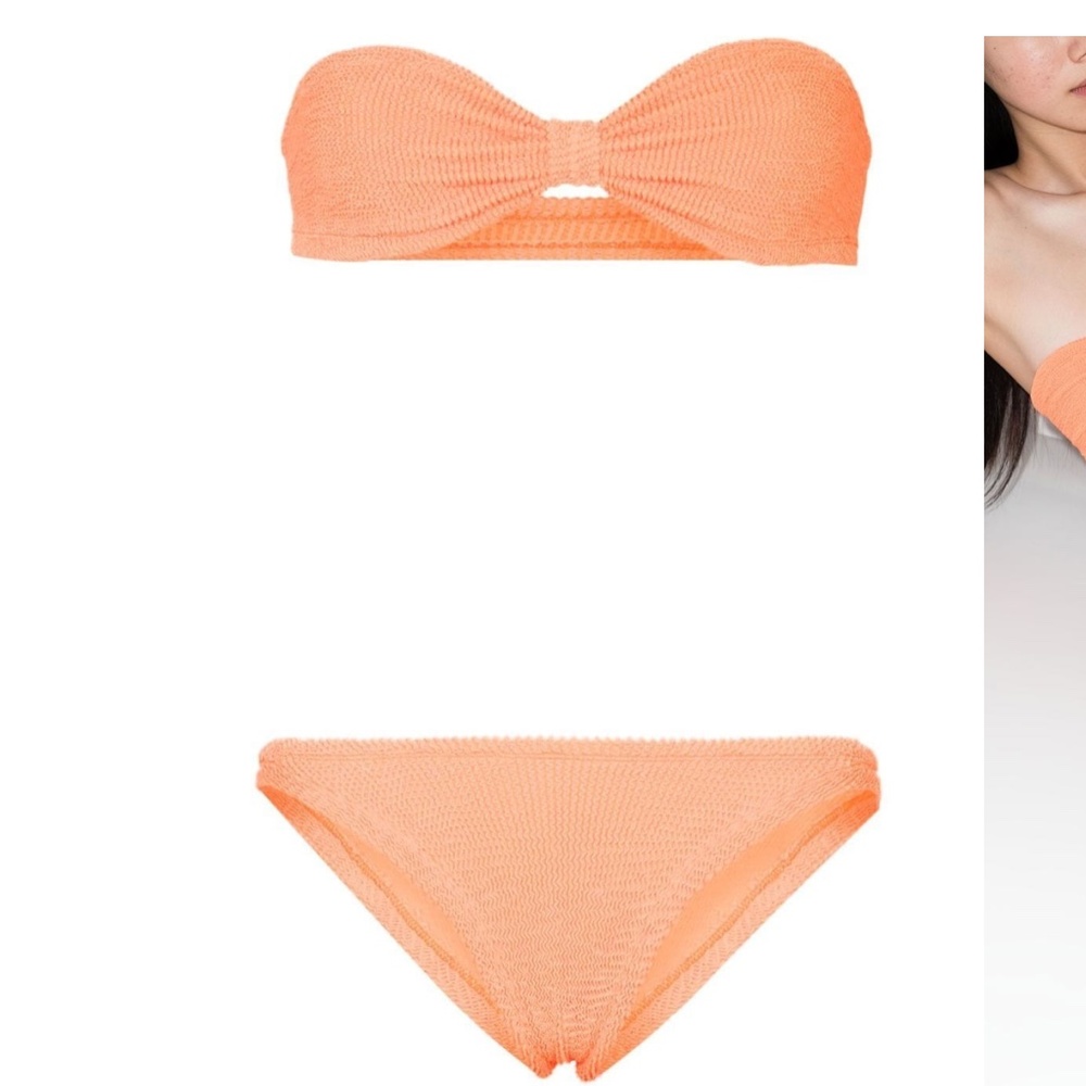 NWT Hunza G Jean crinkle-effect bandeau bikini